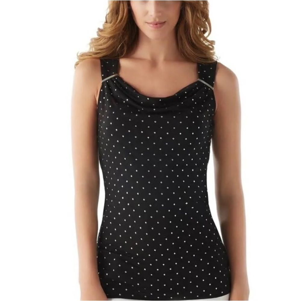 WHBM STUDDED DRAPED NECK TOP